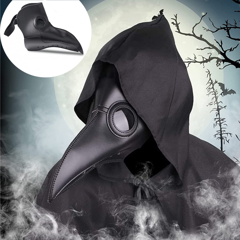 Disposable Surgical Mask - 子供と大人のための黒のゴム製ネクタイピンマスク、長い鼻、鳥、beek、スチームパンク、ガス、ラテックスフェイス、コスプレアクセサリー、ハロウィーン
