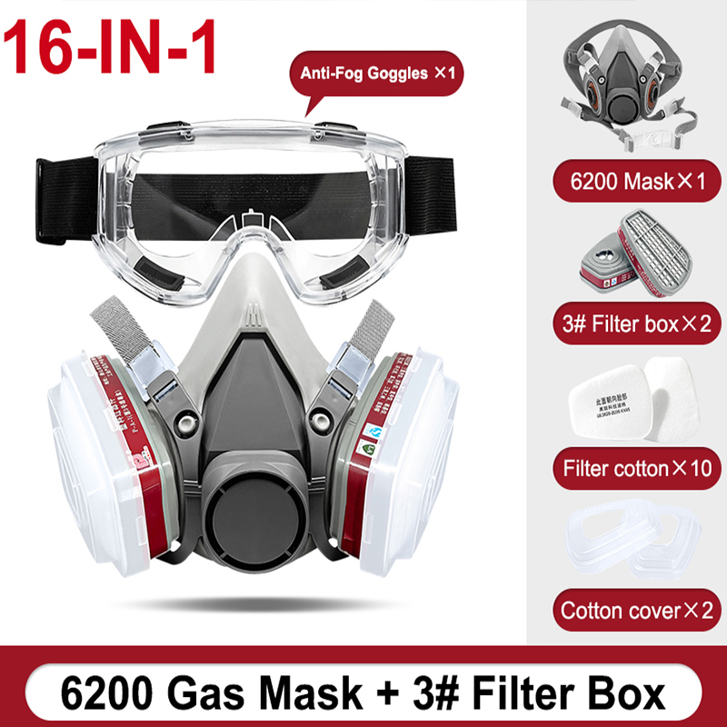 6200 ハーフフェイス防塵防毒マスクマスク工業用ペイントス - Dust Mask Construction のレビューと価格
