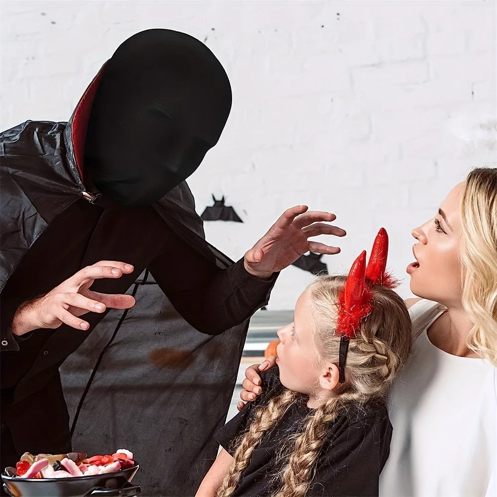 ハロウィンコスプレ衣装黒フードスパンデックスフルマスクロール - Silicone Mask Bracket のレビューと価格